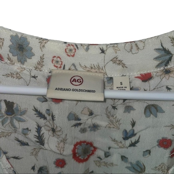 AG adriano goldshmeid lightweight white boho floral long sleeve top - Picture 3 of 8